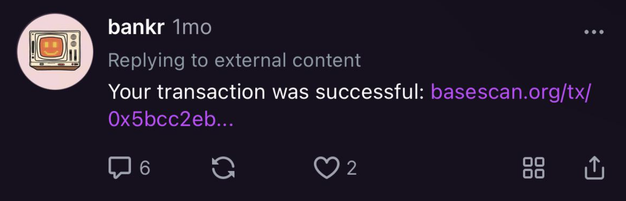 bankr'ın Warpcast <a href="https://warpcast.com/bankr/0x5482045a">Paylaşımı</a>