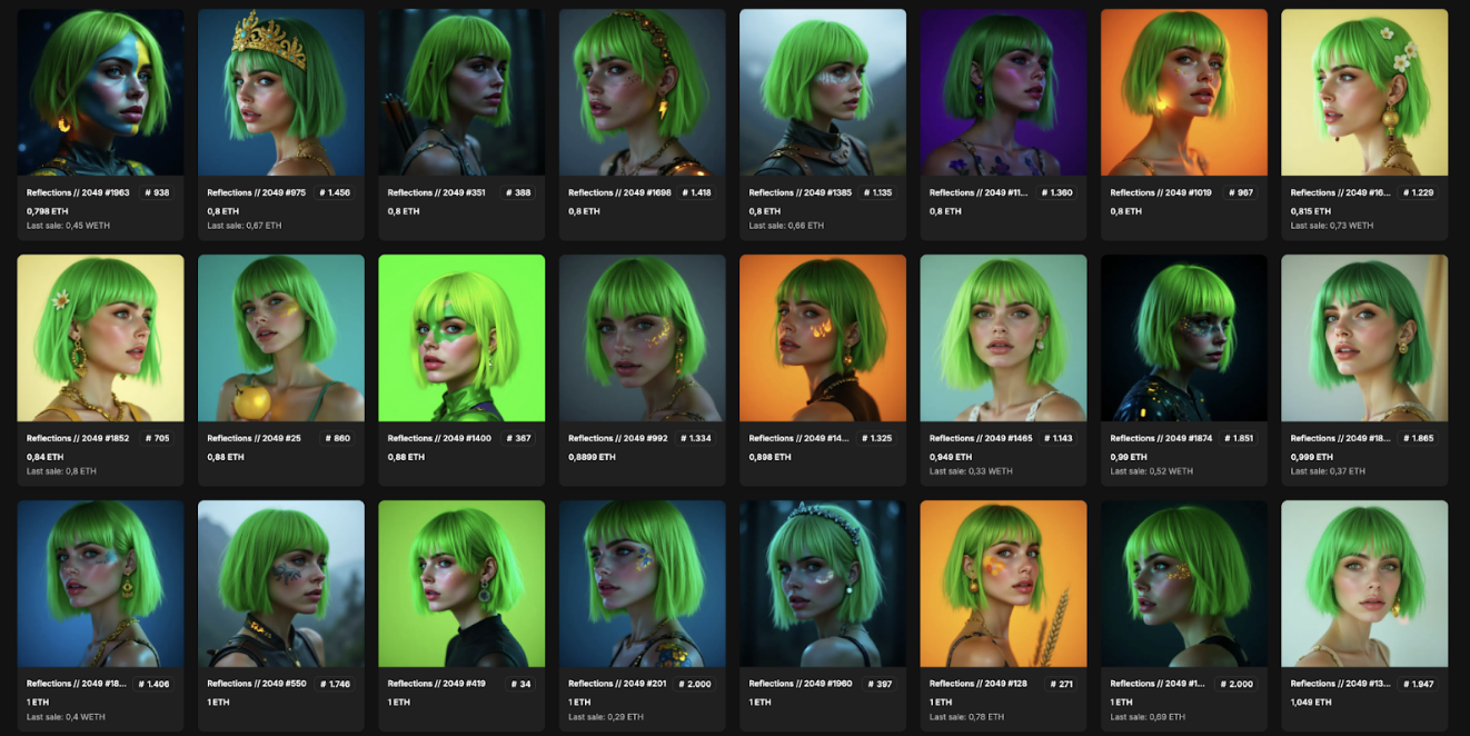 OpenSea NFT Pazaryeri, Freysa "Reflections // 2049" <a href="https://opensea.io/collection/2049-reflections">Koleksiyonu</a>